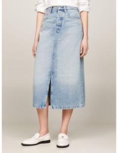 Tommy Hilfiger - DNM MIDI STRAIGHT SKIRT HW ASH