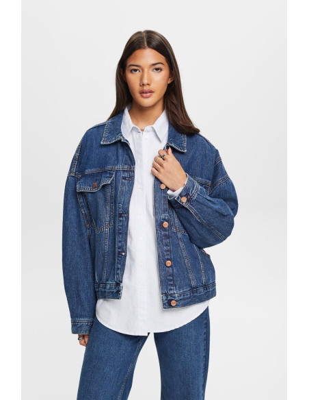 ESPRIT - Oversized jeans jacket, 100% cotton