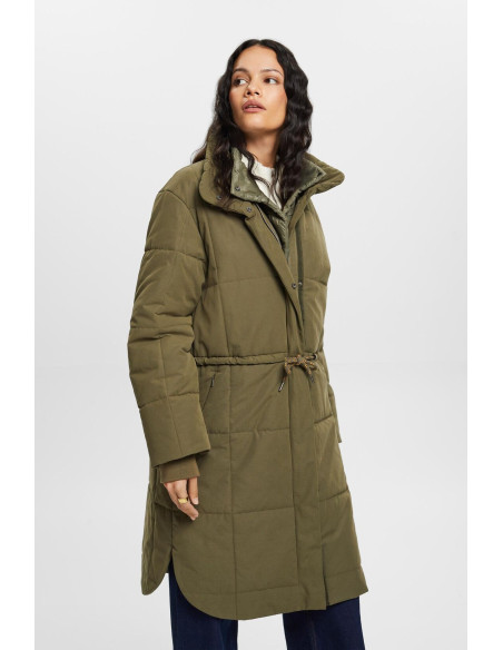 ESPRIT - Recycled: quilted coat with fleece lining