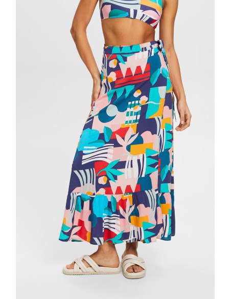 ESPRIT - Wrap skirt with multi-coloured print