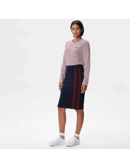 Lacoste - Lacoste Women&#039;s Skinny Fit Striped Navy Blue Skirt