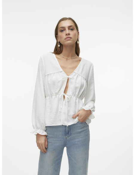 Vero Moda - VMANNA LS V-NECK TIE TOP VMA