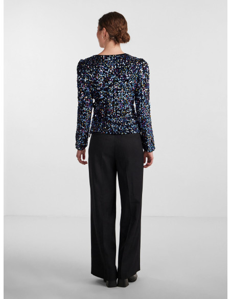 Y.A.S - YASKILLO SEQUIN LS WRAP TOP - SHOW