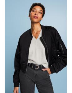 ESPRIT - Cropped Satin Bomber Jacket