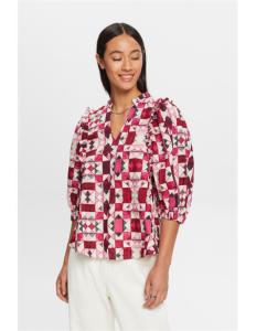 ESPRIT - Ruffle Trim Dobby Cotton Blouse