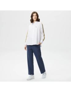 Lacoste - Lacoste Women&#039;s Oversize Color Blocked White Shirt