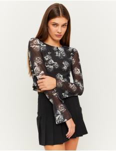 Tally Weijl - MESH PRINTED LONG SLEEVES TOP