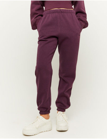 Tally Weijl - BURGUNDY HIGH WAIST RELAXED LEG JOGGERS