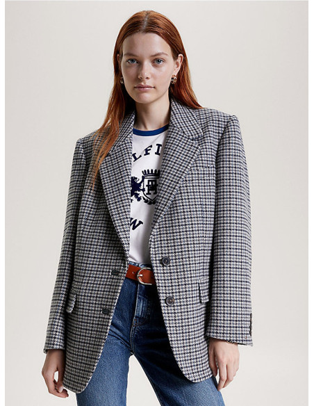 Tommy Hilfiger - OVERSIZED WOOL CHECK SB BLAZER