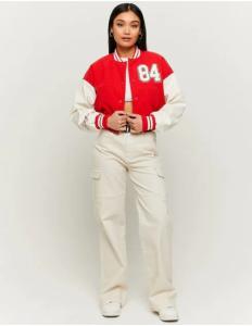 Tally Weijl - RED CROPPED VARSITY JACKET