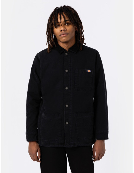 Dickies - DUCK HIGH PILE FLCE LINE CHORE JCKT STONE WASHED BLACK