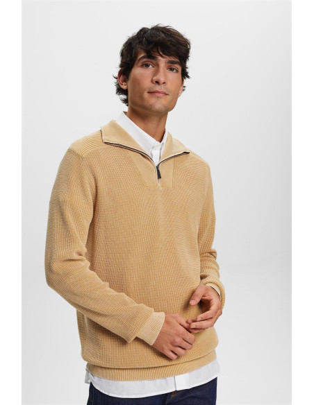 ESPRIT - Half-zip jumper, 100% cotton