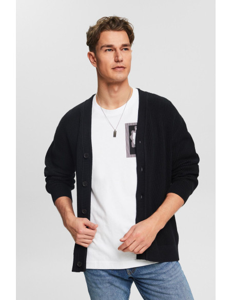 ESPRIT - Rib-Knit V-Neck Cardigan