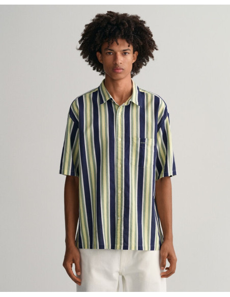 Gant - Striped Cotton Linen Short Sleeve Shirt