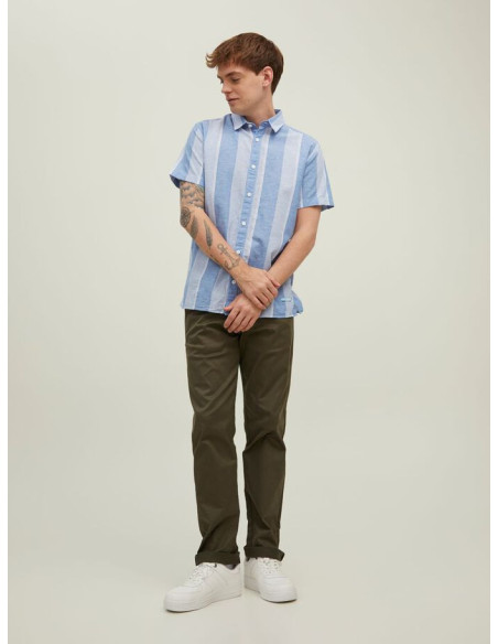 Jack &amp; Jones - JCOSUMMER STRIPE SHIRT SS SN