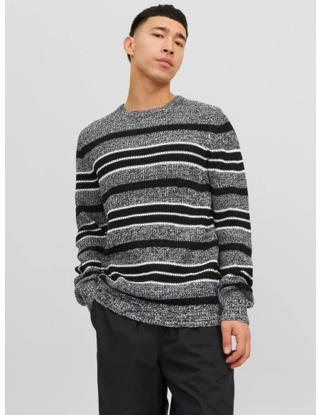 Jack &amp; Jones - JCOTWIST STRIPED KNIT CREW NECK