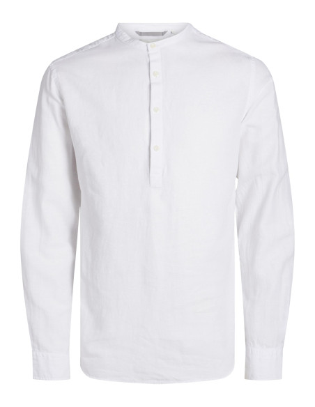 Jack &amp; Jones - JPRCCMAZE LINEN HALF PLACKET SHIRT L/S