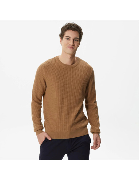 Lacoste - Lacoste Men&#039;s Regular Fit Crew Neck Brown Knitwear