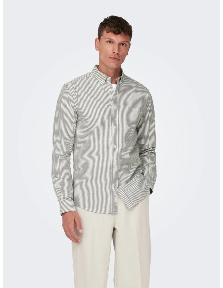 ONLY &amp; SONS - ONSALVARO LS OXFORD STRIPE SHIRT