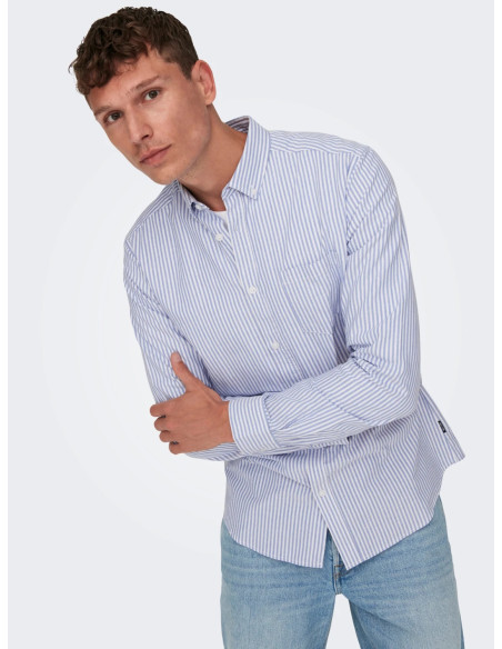 ONLY &amp; SONS - ONSALVARO LS OXFORD STRIPE SHIRT