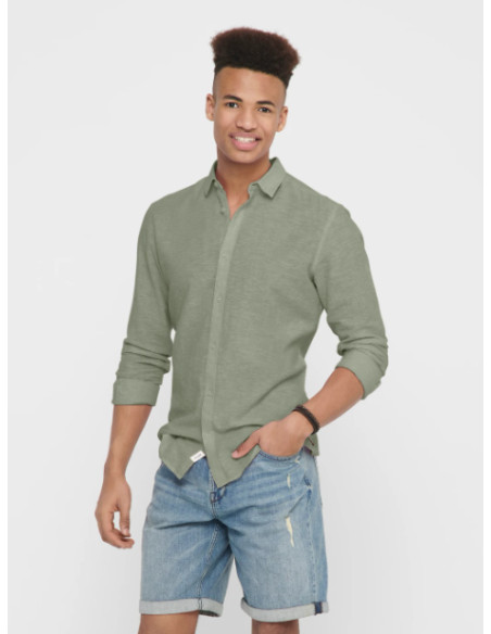 ONLY &amp; SONS - ONSCAIDEN LS SOLID LINEN SHIRT NOOS