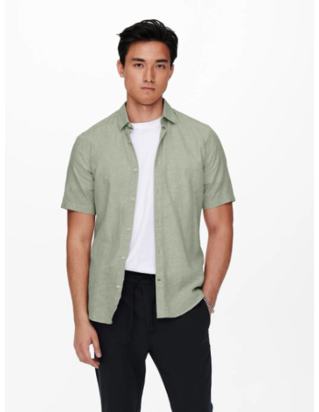 ONLY &amp; SONS - ONSCAIDEN SS SOLID LINEN SHIRT