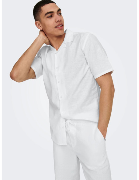 ONLY &amp; SONS - ONSCAIDEN SS SOLID RESORT LINEN SHIRT