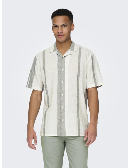 ONLY &amp; SONS - ONSCAIDEN SS STRIPE LINEN RESORT NOOS
