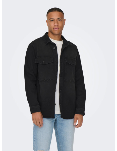 ONLY &amp; SONS - ONSJAMES WASH BLACK 6475 SHACKET VD