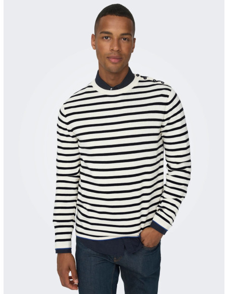 ONLY &amp; SONS - ONSKALBY REG 12 STRIPE KNIT NOOS