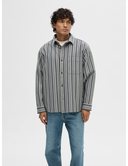 SELECTED HOMME - SLHBOXY-JAMES OVERSHIRT LS STRIPES