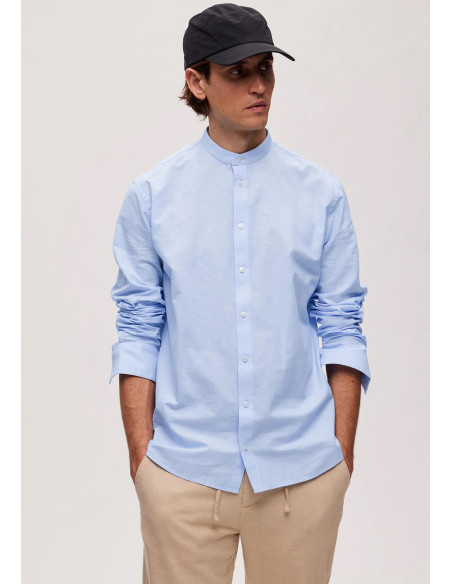 SELECTED HOMME - SLHREGNEW-LINEN SHIRT LS BAND