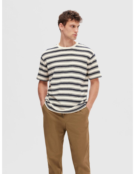 SELECTED HOMME - SLHRELAXSOLO STRIPE SS O-NECK TEE