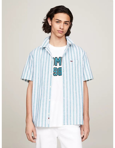 Tommy Jeans - TJM STRIPE LINEN SS SHIRT EXT