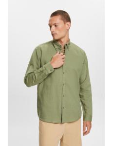 ESPRIT - Cotton and linen blended button-down shirt