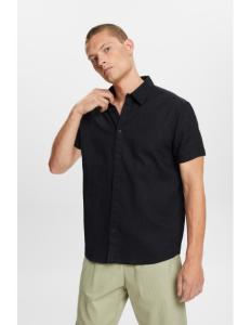 ESPRIT - Linen and cotton blend short-sleeved shirt