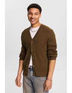 ESPRIT - Rib-Knit V-Neck Cardigan