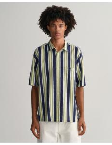 Gant - Striped Cotton Linen Short Sleeve Shirt