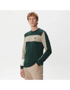 Lacoste - Lacoste Men&#039;s Regular Fit Crew Neck Color Blocked Green Knitwear