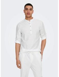 ONLY &amp; SONS - ONSCAIDEN LS HALFPLACKT LINEN SHIRT NOOS