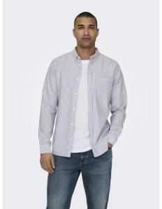 ONLY &amp; SONS - ONSREMY LS SLIM WASH STRIPE OXFORD SHIRT