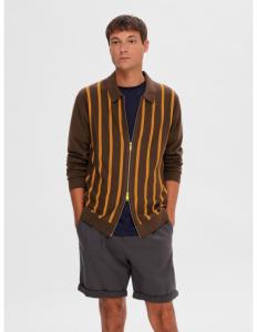 SELECTED HOMME - SLHMATTIS LS KNIT STRIPE ZIP CARDIGAN B