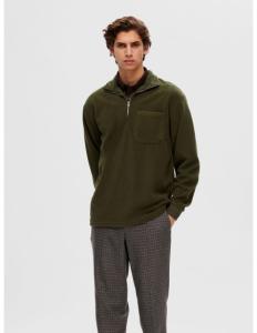 SELECTED HOMME - SLHRELAXGOTLER FLEECE HALF-ZIP SWEAT W