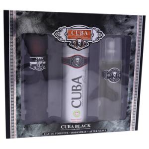 Black by Cuba for Men  3 Pc Gift Set 3.3oz EDT Spray 3.3oz After Shave 6.7oz Body Spray