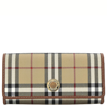 Archive Beige Check And Leather Halton Continental Wallet