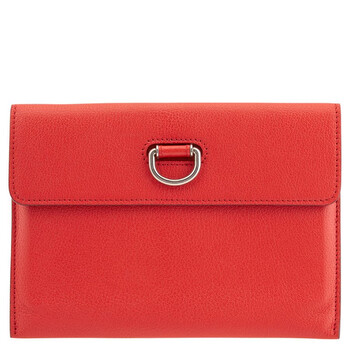 Bright Red Dring Leather Pouch with Zip Coin Case