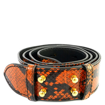 Burnt Amber Crocoembossed Leather Bag Strap