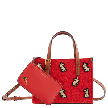 Classic Cuoio Rabbit T Monogram Embroidered Tote