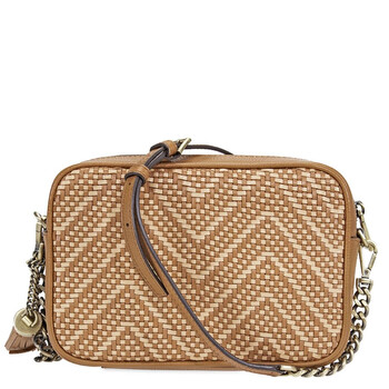 Ginny Medium Woven Leather Crossbody AcornButternut