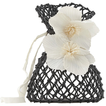 Kids Black Floral Applique Crochet Bag